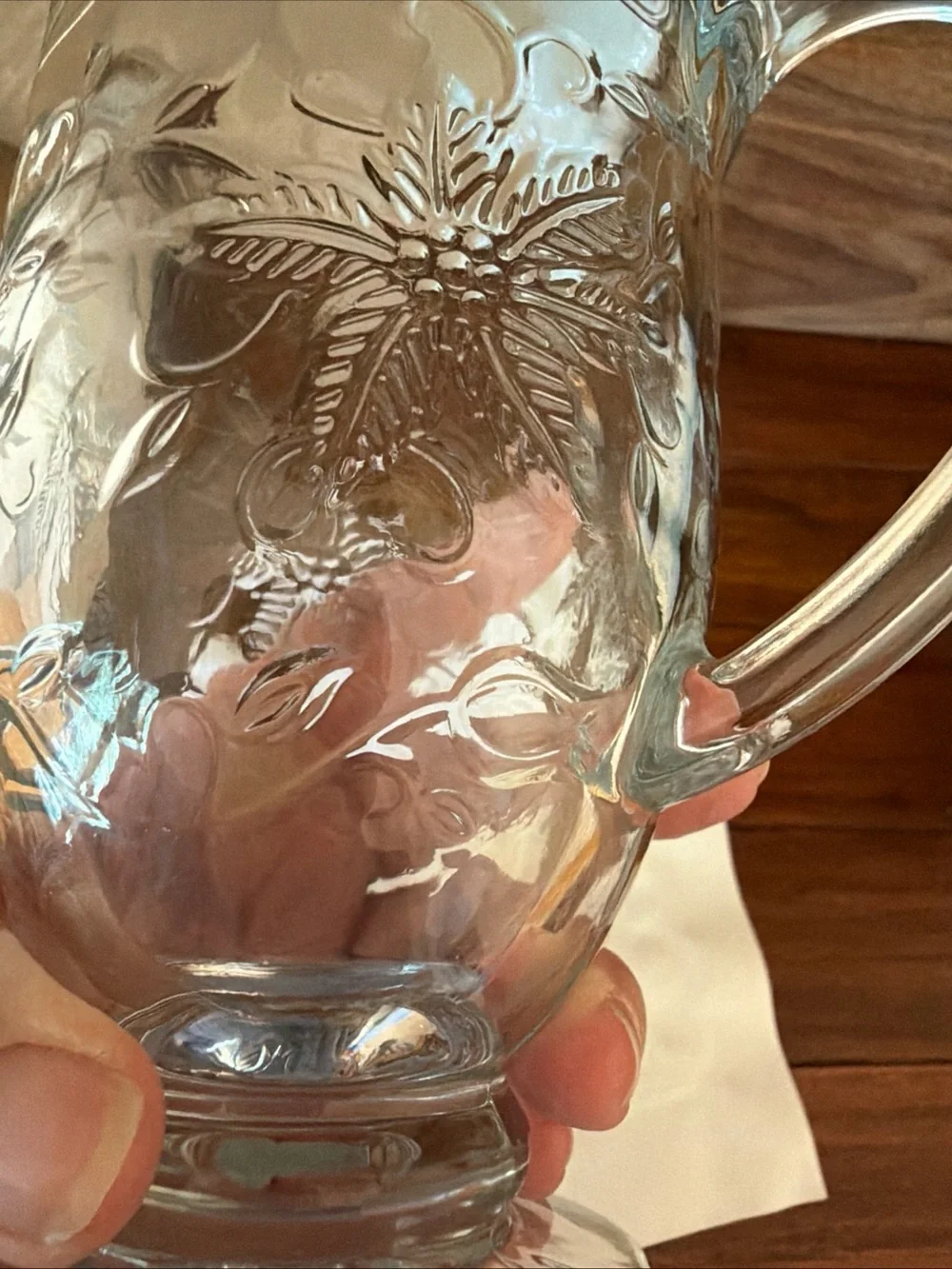 Princess House Fantasia Vintage Pressed Glass Mug with Floral Embossed Design